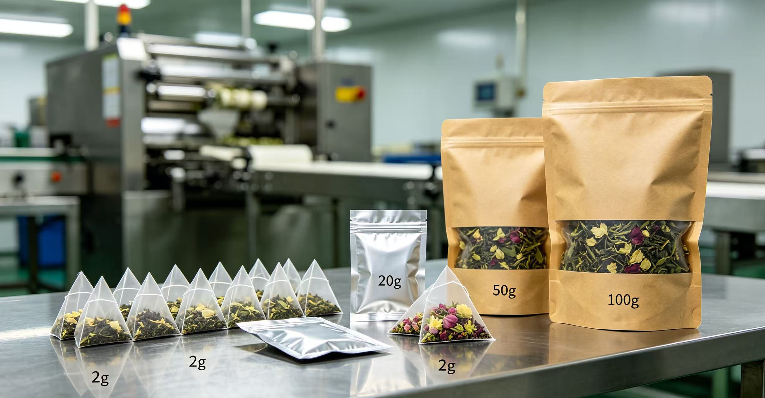 O ajuste de peso flexível faz com que a máquina de pesagem de chá de qualidade 2g-100g se ajuste à fabricação de chá em lotes mistos