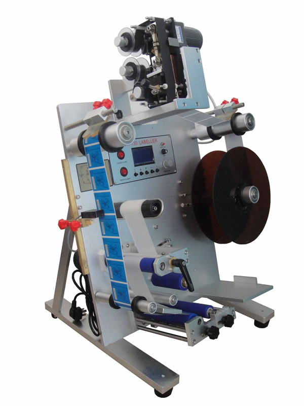 Semi automatic vertical round bottle labeling machine