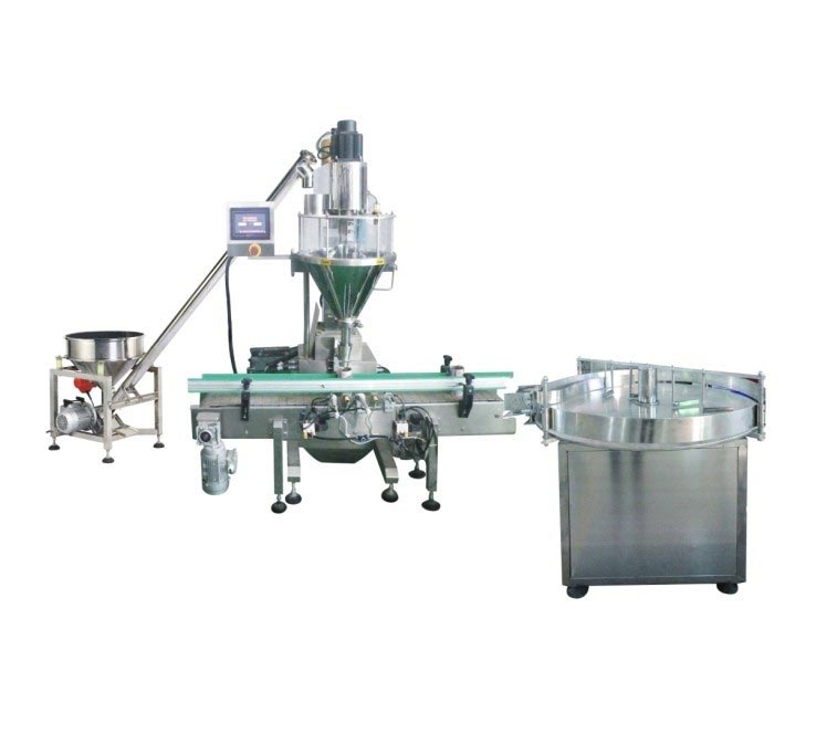 Máquina envasadora de pó semiautomática com transportador alimentador