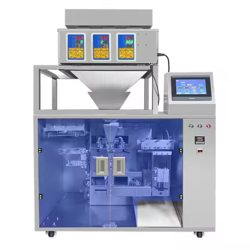 Máquina automática de coleta/abertura/preenchimento/selagem de bolsa com zíper