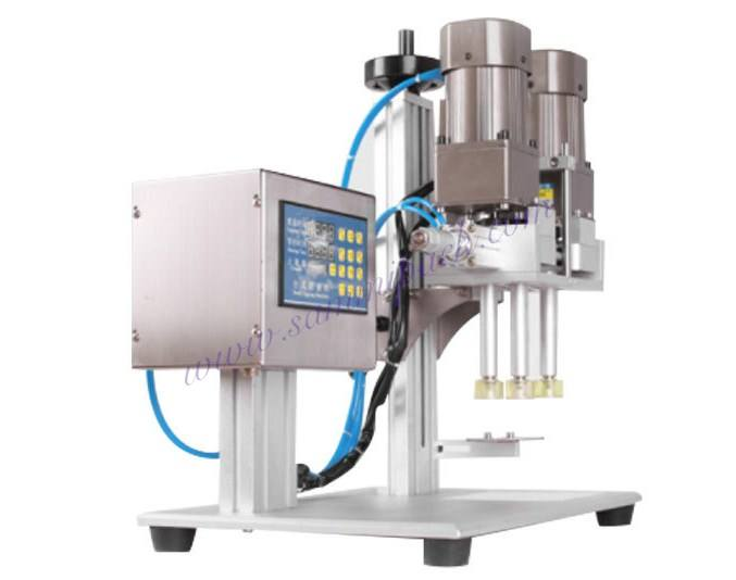 Máquina tampando semiautomática da garrafa do parafuso do tampão da bomba do pulverizador do Desktop